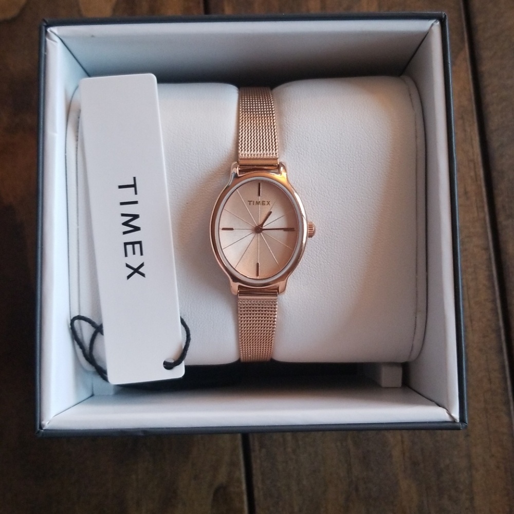 Rose gold timex watch